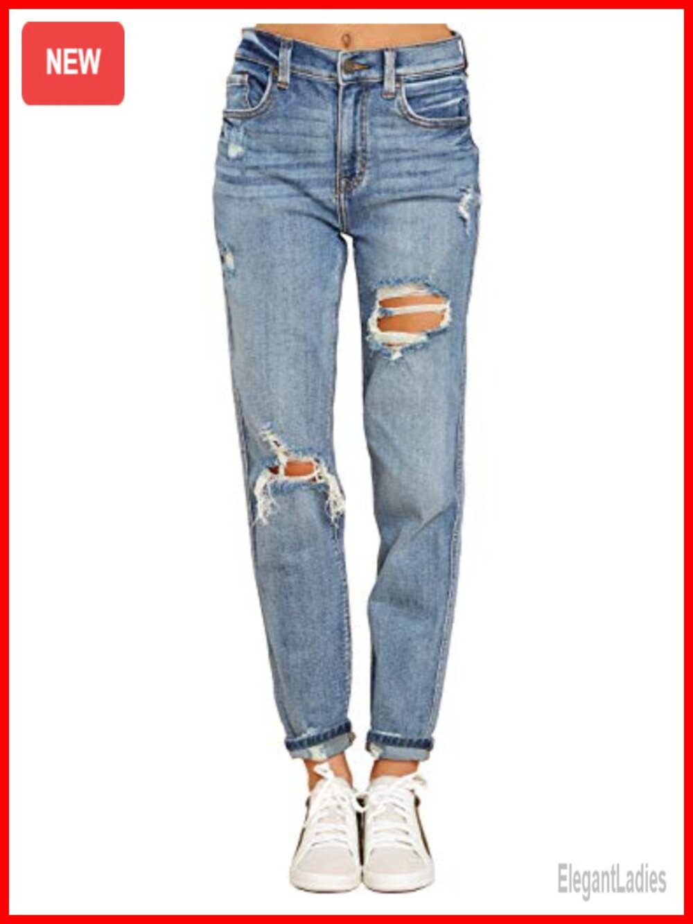Boyfriend Jeans for Women Stretch High Waisted Ripped Distressed Denim Pants